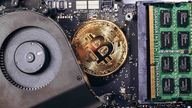Cutting-edge mining rig working inside a high-tech mining farm